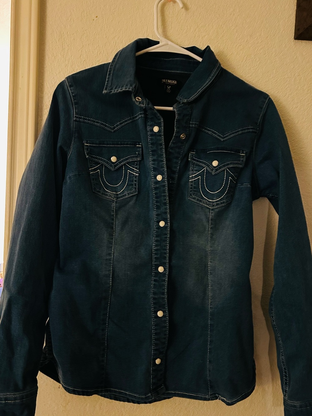 True religion women’s Denim blouse- new no tags but missing one snap button